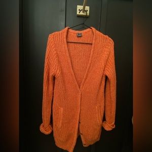 Long Coral Knit Cardigan
